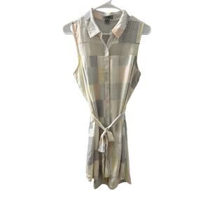 DKNY Women's Sleeveless Collared Tie Waist Shirt Dress Size Medium